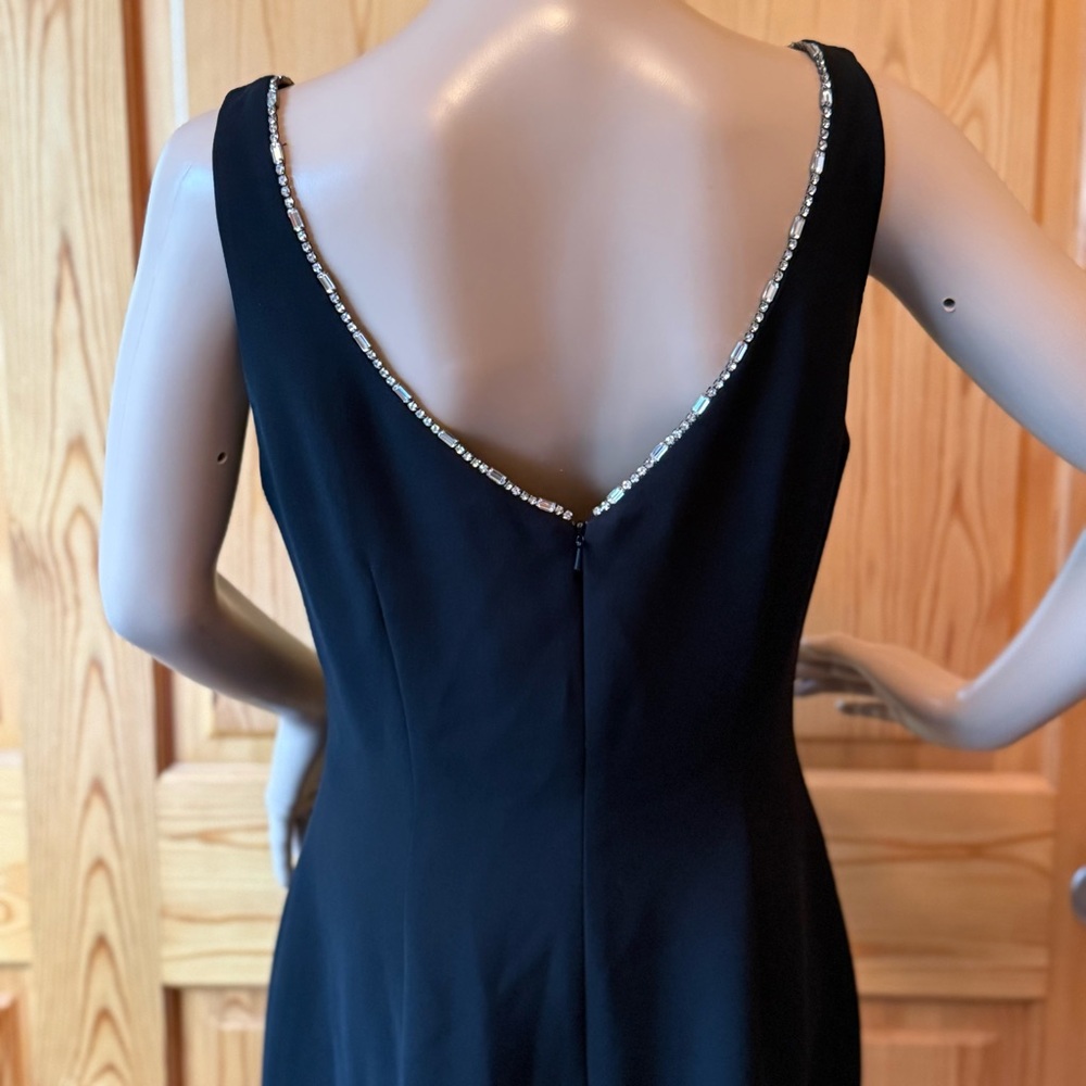 Vintage Andrea Pollizzi for Rex Lester Black Cocktail Dress 8 Rhinestone Neck - Picture 8 of 13